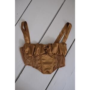 Urban Outfitters Out From Under Lace Corset Bralette Top, Caramel Brown Size S